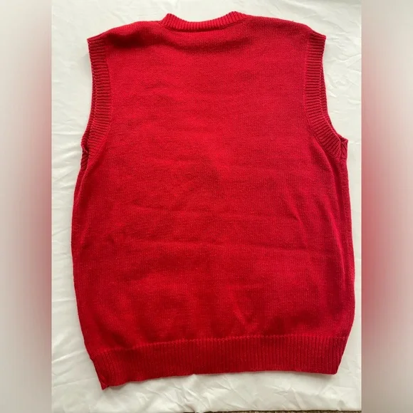 Vintage Laura Gayle Button Up Red Christmas Sweater Vest - Picture 5 of 10